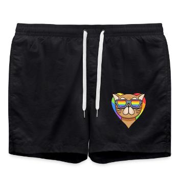 LGBT Katze Perserkatze Regenbogen - Badeshorts - Schwarz - Vorne - AI Model Male 185 light (185cm)