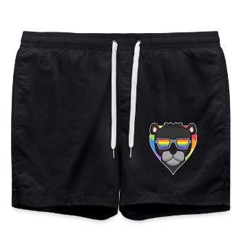LGBT Animal Black Panther Rainbow - Swim Trunks - black - Front - AI Model Male 185 light (185cm)