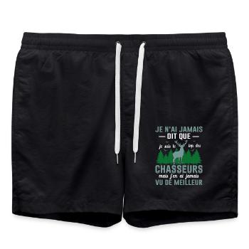 Chasser Fête Des Pères Idée Cadeau Papa Noël Cerf - Short de bain - noir - Devant - AI Model Male 185 light (185cm)