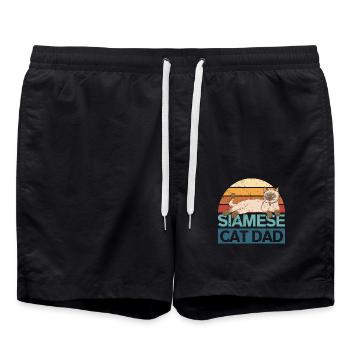 Siamkatze Katzenpapa | Katzenbesitzer Geschenk - Badeshorts - Schwarz - Vorne - AI Model Male 185 light (185cm)