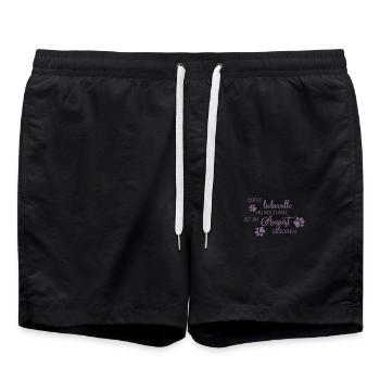 August Geburtstag Hundedame Frauchen Hund - Badeshorts - Schwarz - Vorne - AI Model Male 185 light (185cm)
