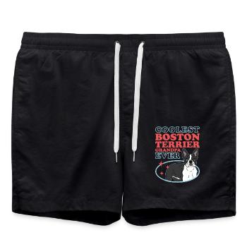 Boston Terrier Grandpa | Hundebesitzer Geschenk - Badeshorts - Schwarz - Vorne - AI Model Male 185 light (185cm)
