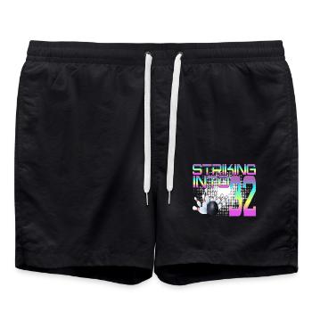 Hitting In 32 Bowling Bowlers 32nd Birthday Party - Swim Trunks - black - Front - AI Model Male 185 light (185cm)