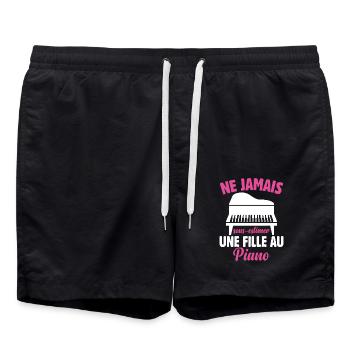 Fille Au Piano Instrument De Musique Idée Cadeau - Short de bain - noir - Devant - AI Model Male 185 light (185cm)