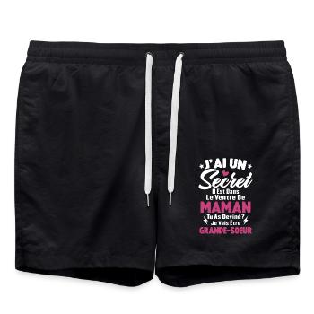 J'ai un secret je vais être grande sœur cadeau - Short de bain - noir - Devant - AI Model Male 185 light (185cm)