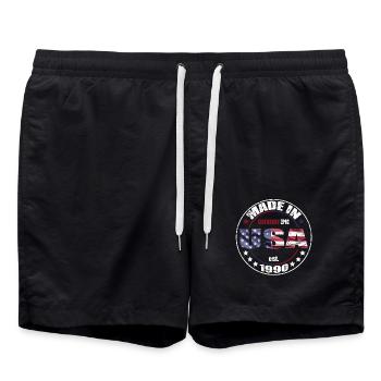 Geburtstag Spruch geboren USA 1990 - Badeshorts - Schwarz - Vorne - AI Model Male 185 light (185cm)