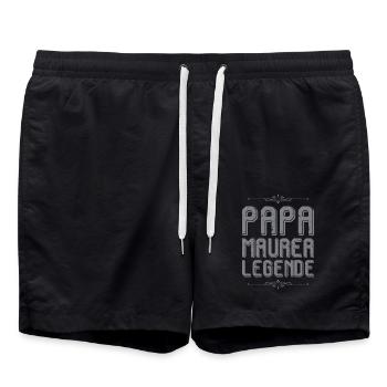 Papa Maurer Legende Lustiger Spruch - Badeshorts - Schwarz - Vorne - AI Model Male 185 light (185cm)