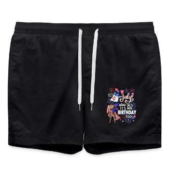 Es Ist Der 4. Juli Und Ja, Ich Habe Geburtstag. - Badeshorts - Schwarz - Vorne - AI Model Male 185 light (185cm)