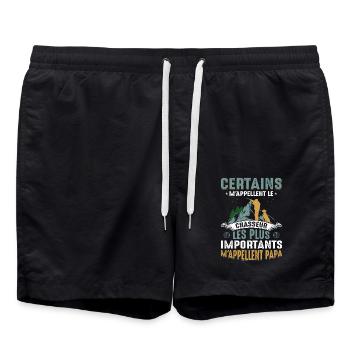 Papa Chasseur Chasser Cadeau Fête Des Pères Cool - Short de bain - noir - Devant - AI Model Male 185 light (185cm)