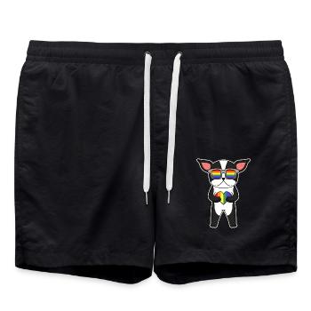 LGBT Dog Terrier Rainbow - Swim Trunks - black - Front - AI Model Male 185 light (185cm)
