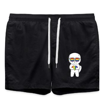 Chien LGBT Bichon Frisé Arc-en-ciel - Short de bain - noir - Devant - AI Model Male 185 light (185cm)