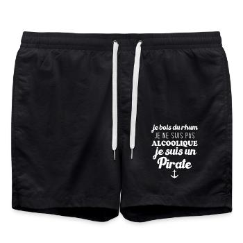 je bois du rhum je ne suis pas alcoolique - Short de bain - noir - Devant - AI Model Male 185 light (185cm)