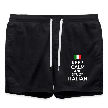 Keep Calm and study Italian - Swim Trunks - black - Front - AI Model Male 185 light (185cm)