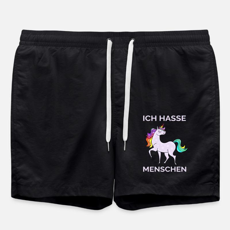 ICH HASSE MENSCHEN EINHORN - Badeshorts - Schwarz