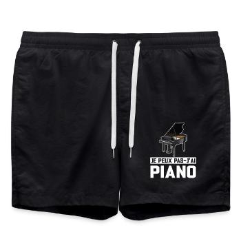 Je Peux Pas J'ai Piano Idée Cadeau Anniversaire - Short de bain - noir - Devant - AI Model Male 185 light (185cm)