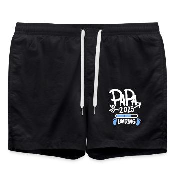 Papa 2023 - Vater 2023 loading Sohn - Badeshorts - Schwarz - Vorne - AI Model Male 185 light (185cm)