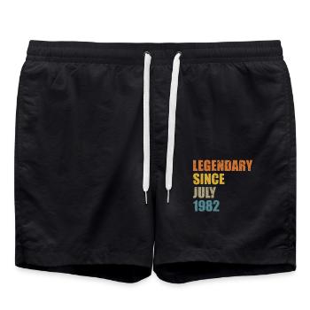 Geboren July 1982 40 Jahre 40er 40.Geburtstag - Badeshorts - Schwarz - Vorne - AI Model Male 185 light (185cm)