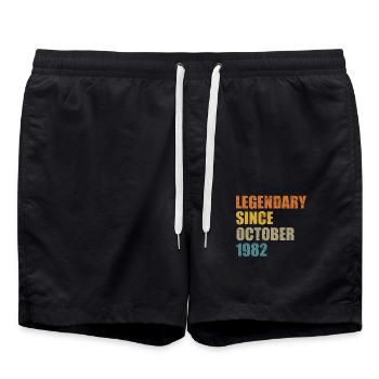 Geboren October 1982 40 Jahre 40er 40.Geburtstag - Badeshorts - Schwarz - Vorne - AI Model Male 185 light (185cm)
