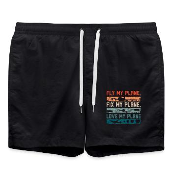 Fly my plane fix my plane love my plane - Swim Trunks - black - Front - AI Model Male 185 light (185cm)