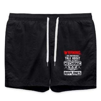 Talk about the mechanic of airplanes - Swim Trunks - black - Front - AI Model Male 185 light (185cm)