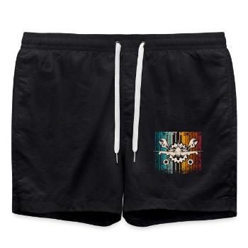Retro Vintage aircraft mechanic - Swim Trunks - black - Front - AI Model Male 185 light (185cm)