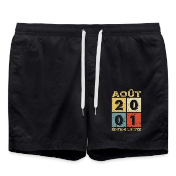 Août 2001 Original Idée Cadeau Anniversaire - Short de bain - noir - Devant - AI Model Male 185 light (185cm)