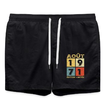 Août 1971 Original Idée Cadeau Anniversaire - Short de bain - noir - Devant - AI Model Male 185 light (185cm)