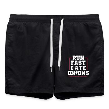 Courir vite J’ai mangé des oignons - Short de bain - noir - Devant - AI Model Male 185 light (185cm)