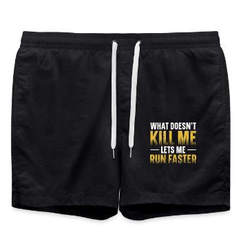 Was mich nicht umbringt, lässt mich schneller - Badeshorts - Schwarz - Vorne - AI Model Male 185 light (185cm)