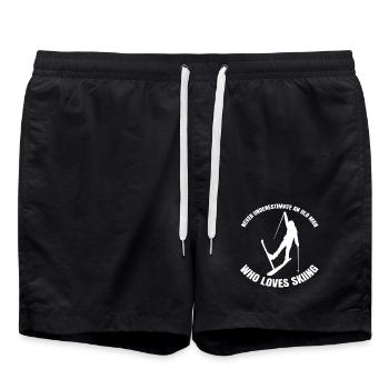Skifahrer Weihnachten Skifahren Ski Wintersport - Badeshorts - Schwarz - Vorne - AI Model Male 185 light (185cm)