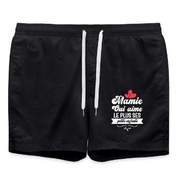 Mamie qui aime le plus ses petits enfants - Short de bain - noir - Devant - AI Model Male 185 light (185cm)