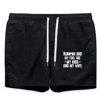 Laufender Vater Mein Treibstoff sind meine Kinder - Badeshorts - Schwarz - Vorne - AI Model Male 185 light (185cm)
