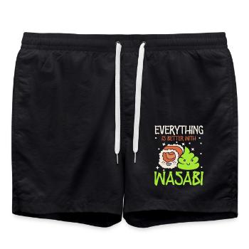 Everything is better sushi lovers Japan - Swim Trunks - black - Front - AI Model Male 185 light (185cm)