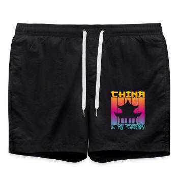 La Chine est ma thérapie - Short de bain - noir - Devant - AI Model Male 185 light (185cm)