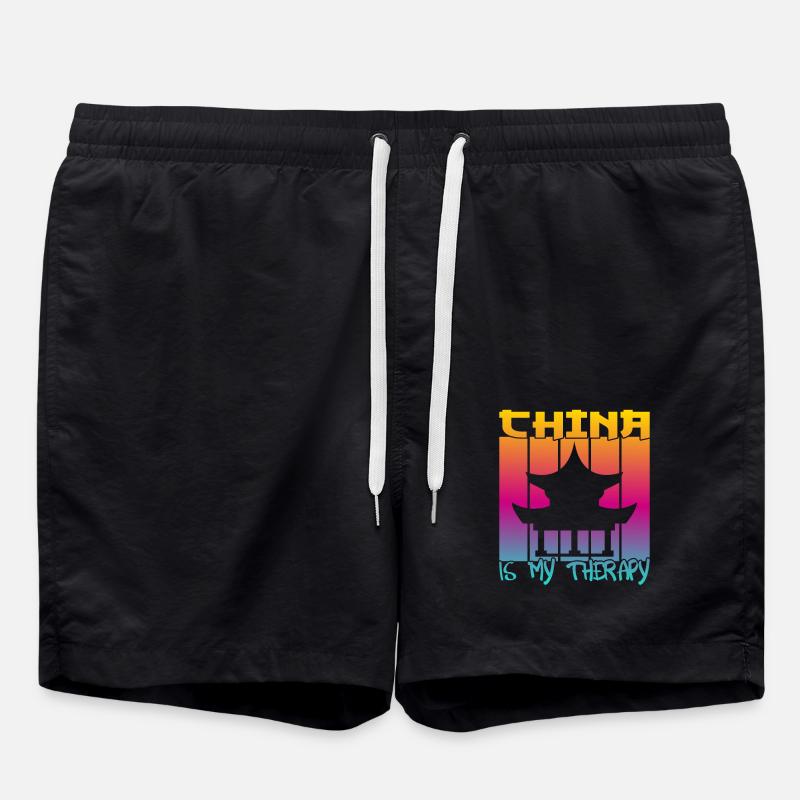 China is my therapy - Swim Trunks - black