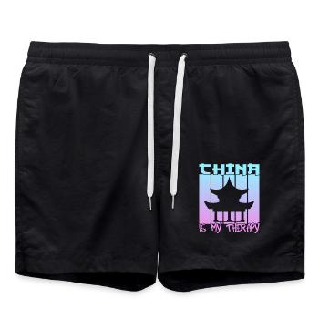 La Chine est ma thérapie - Short de bain - noir - Devant - AI Model Male 185 light (185cm)