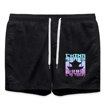 La Chine est ma thérapie - Short de bain - noir - Devant - AI Model Male 185 light (185cm)