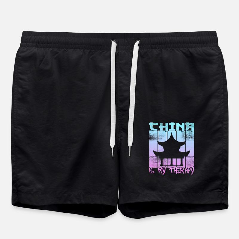 China is my therapy - Swim Trunks - black