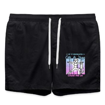 If It Involves Cats & Yoga count me in - Badeshorts - Schwarz - Vorne - AI Model Male 185 light (185cm)