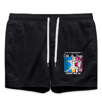 If It Involves Cats & Yoga count me in - Badeshorts - Schwarz - Vorne - AI Model Male 185 light (185cm)
