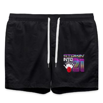 Striking Into 21 Bowling Bowler 21st Birthday - Swim Trunks - black - Front - AI Model Male 185 light (185cm)