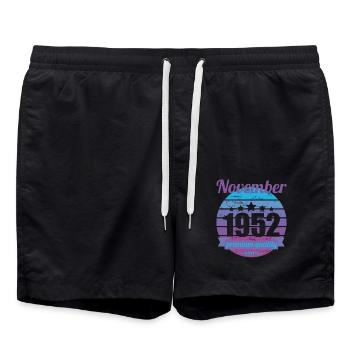 Geboren November 1952 70 Jahre 70er 70.Geburtstag - Badeshorts - Schwarz - Vorne - AI Model Male 185 light (185cm)