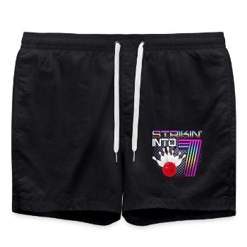 Striking Into 7 Bowling Bowler 7. Geburtstag - Badeshorts - Schwarz - Vorne - AI Model Male 185 light (185cm)
