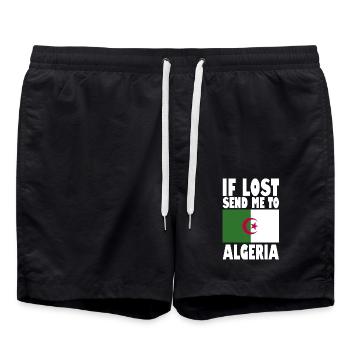 Algeria Flag Saying - Swim Trunks - black - Front - AI Model Male 185 light (185cm)