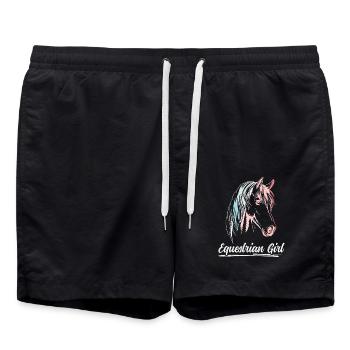 Equestrian Girl Horse Riding Dressage - Badeshorts - Schwarz - Vorne - AI Model Male 185 light (185cm)