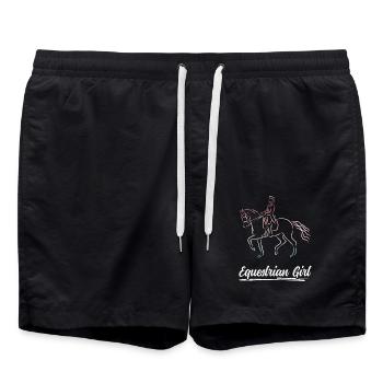 Equestrian Girl Horse Riding Dressage - Badeshorts - Schwarz - Vorne - AI Model Male 185 light (185cm)