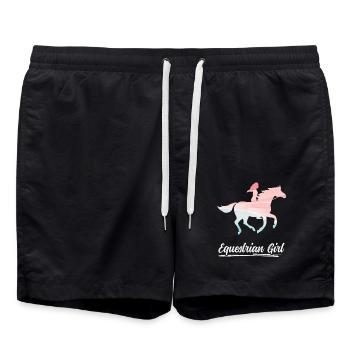 Equestrian Girl Horse Riding Dressage - Badeshorts - Schwarz - Vorne - AI Model Male 185 light (185cm)