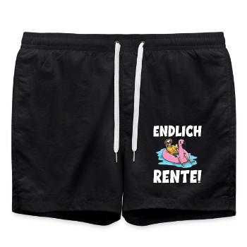 Endlich Rente - Badeshorts - Schwarz - Vorne - AI Model Male 185 light (185cm)