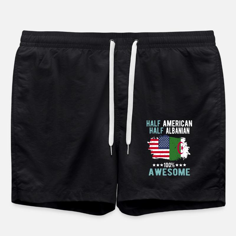 Half American Half Albanian - Swim Trunks - black