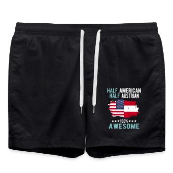 Half American Half Austrian - Swim Trunks - black - Front - AI Model Male 185 light (185cm)